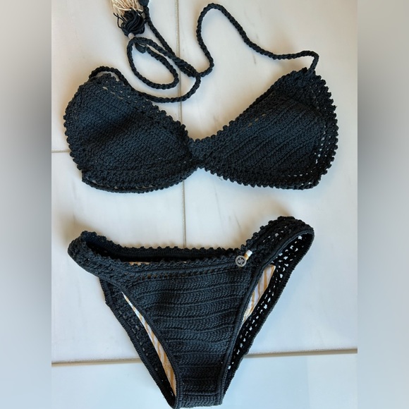 Charcoal Crochet Bikini by She Made Me - NWOT - Picture 8 of 14